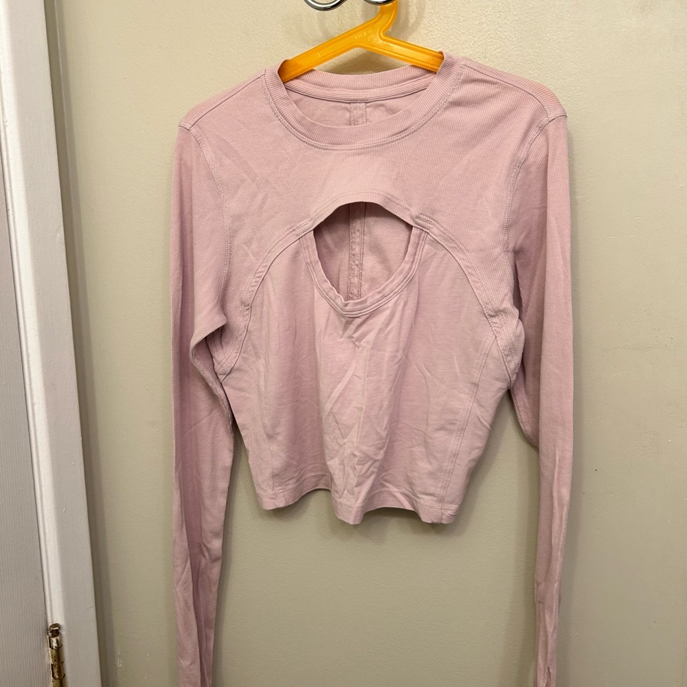 Lululemon Athletica Blush Long Sleeve Cutout Top